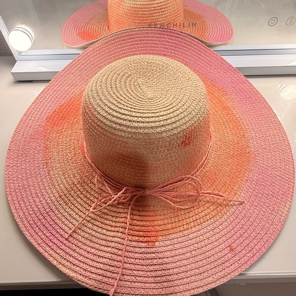 Pink and Orange Wide Brim Hat